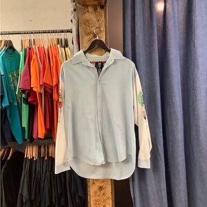 Vintage Mickey Blues Baby Blue/White Button Up Shirt